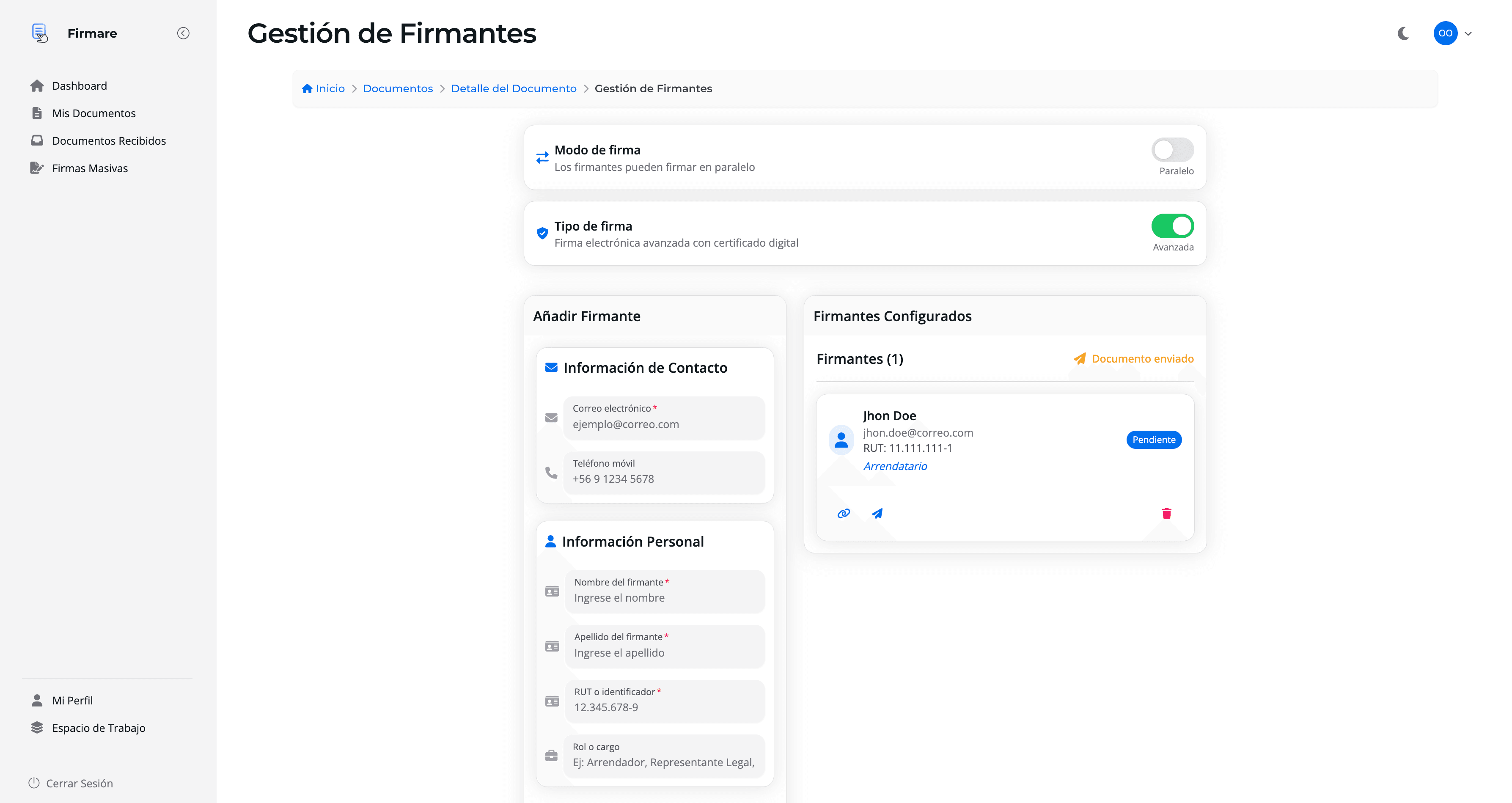 Signer Management screenshot